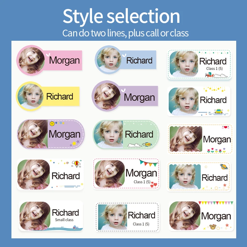 Name photoTag Sticker Customize Stickers Waterproof Personalized Labels Children School Stationery office Water variety