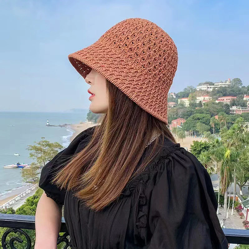 Girls Sun Hat Wide Brim Floppy Summer Hats For Women Beach Panama Straw Dome Weave Bucket Hat Femme Shade Hat Women Hats