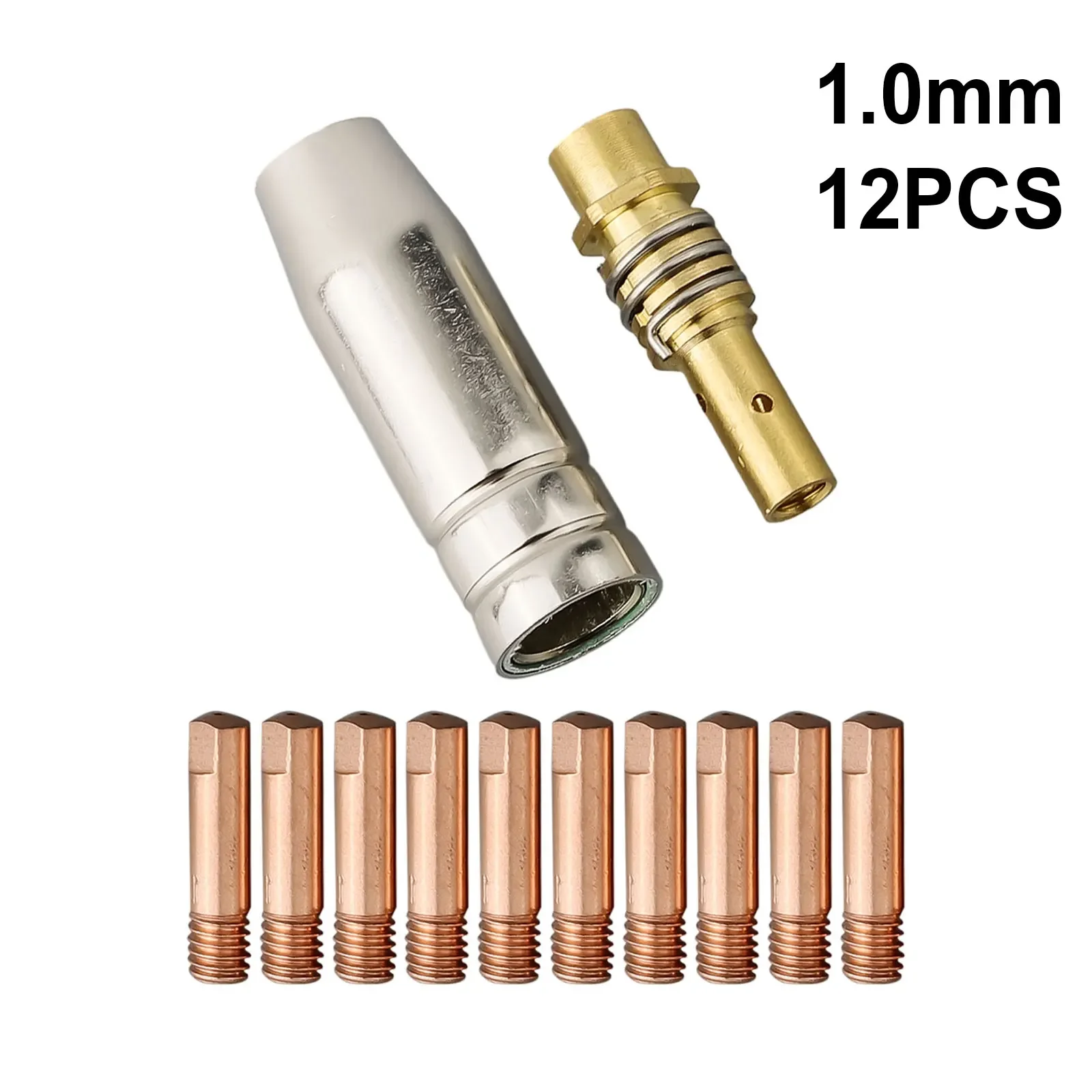 

MB15 MIG Welding Nozzle Welding Contact Tip MIG Torch 0.6/0.8/1.0mm 12 Pcs Copper MB15 MIG MIG Weldind Torches Tool