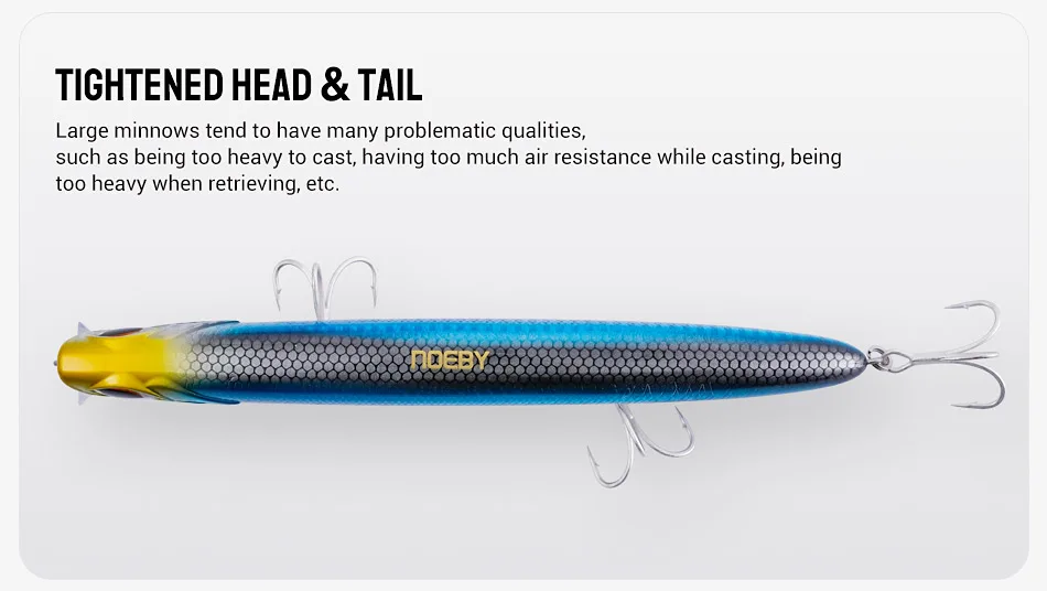 Noeby Flacher Tauchköder 177 mm, 44,5 g schwimmende Minnow-Angelköder, hoher Auftrieb, Oberflächenschicht, harte Köder, Angelgerät – Detail 6