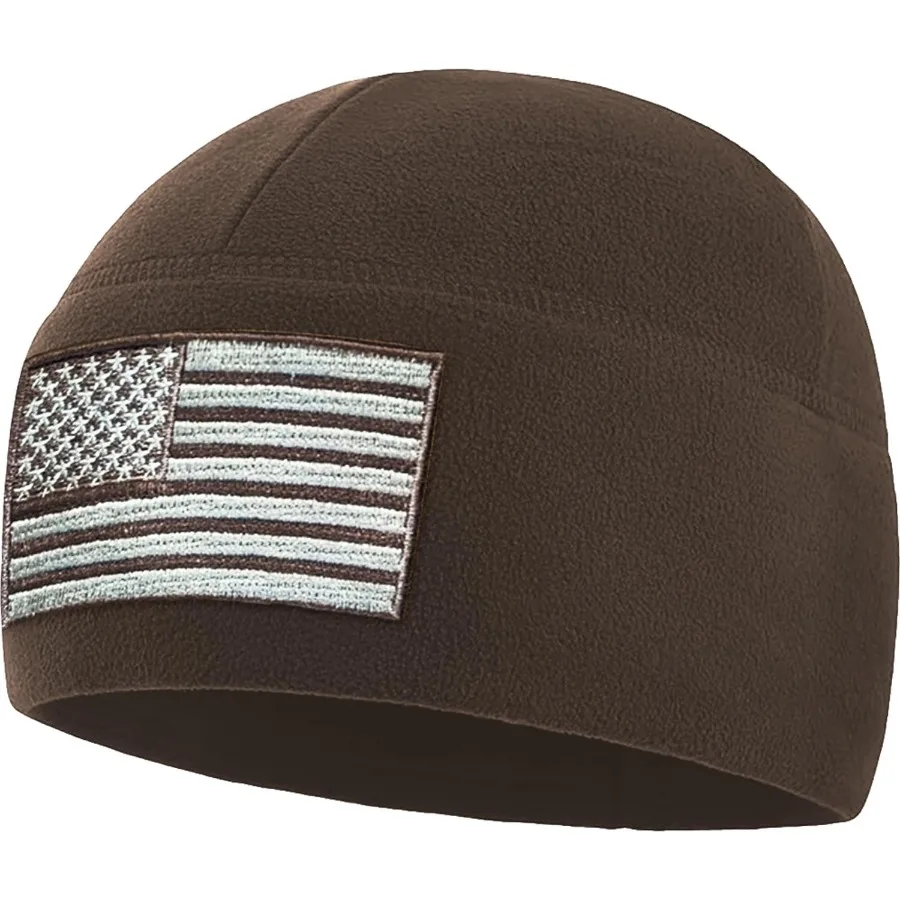

Tactical Beanie Hat - American Flag Fleece Winter Watch Cap - Military Hats for Men - Mens Army Beanies