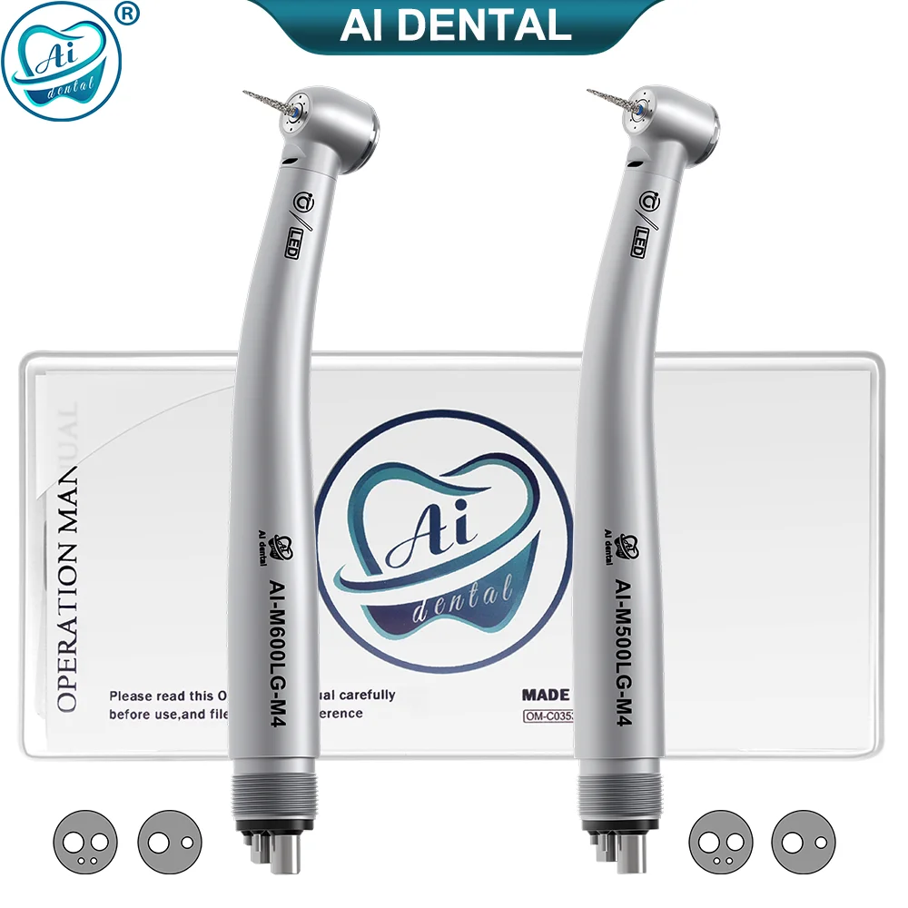 Dental LED High-Speed Self-Power E-generator światłowodowa rękojeść turbiny powietrznej 2/4 otwory M600LG standardowa głowica/M500LG mała głowica