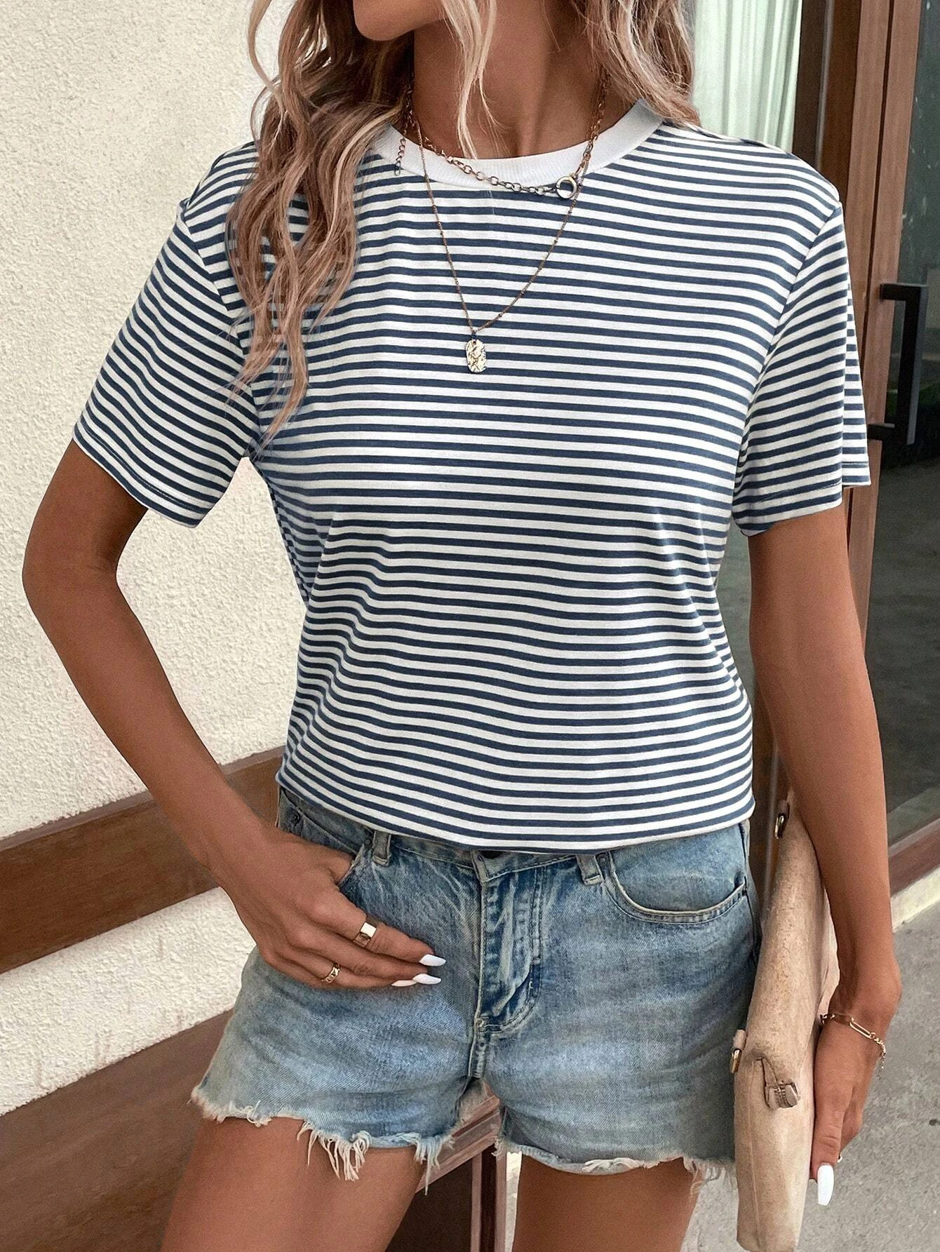 Virella Regular Fit Casual T-shirt met Strepen