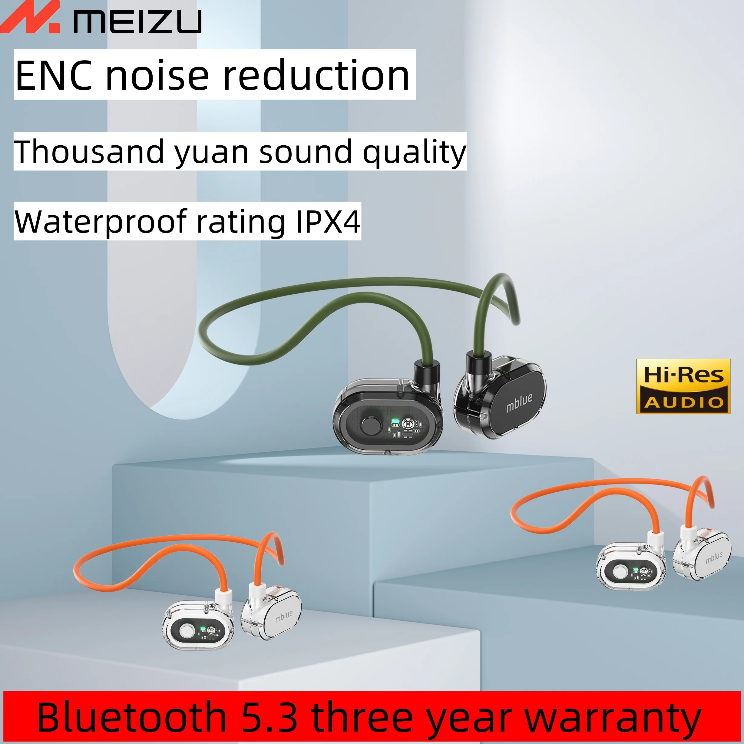 

Original MEIZU mblue H02 Sport Wireless Earphone 55mAh V5.3 Bluetooth Earphones Hanging Style Headsets Wireless Earbuds