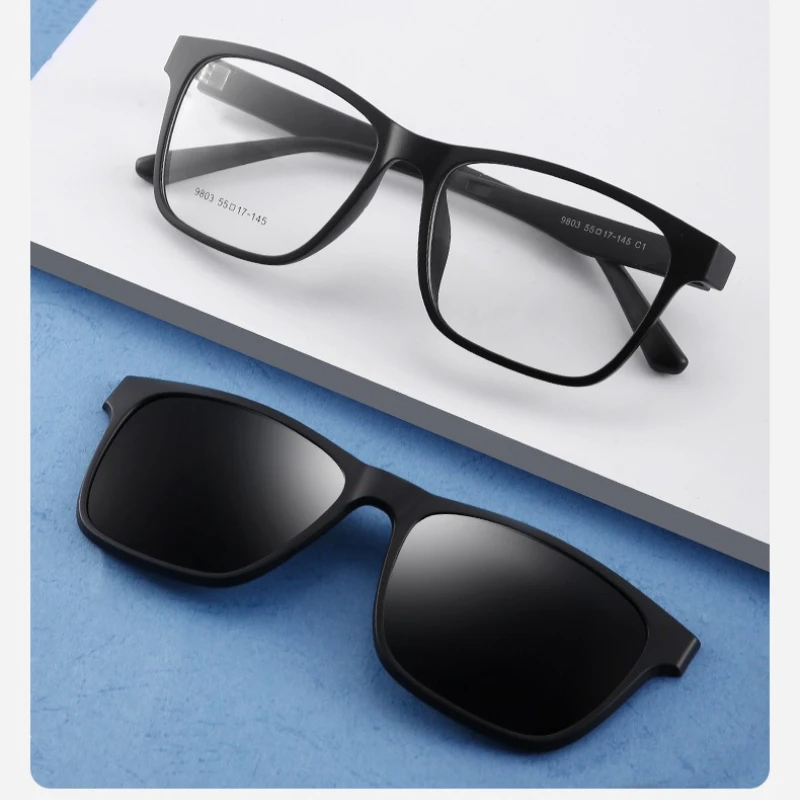 CLLOIO New 5-in-1 Magnetic Clip Sunglasses Men Polarized Myopia Cycling Glasses Prescription Progressive Anti Blue Light Glasses