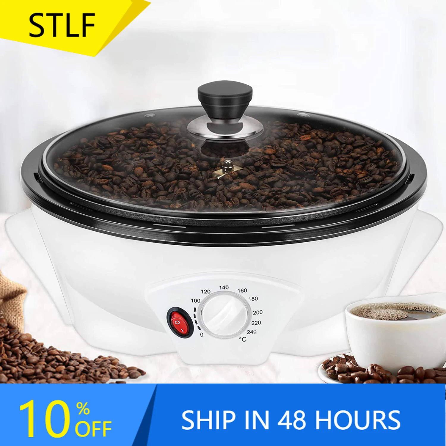 

STLF 110V Coffee Bean Roasting Baking Machine/Non-Stick Electric Coffee Roaster for Home Use
