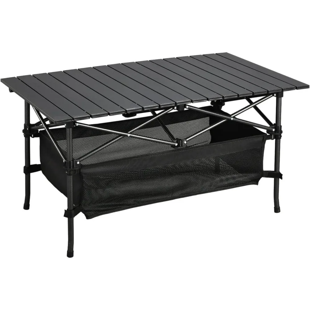 

Lightweight Aluminum Folding Camping Table (37.13” X 21.57” X 19.69”), Portable Roll-Up for Camping, Beach, BBQ, Patio