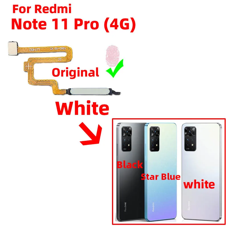 Original For Xiaomi redmi note 11 pro Fingerprint Sensor Home Return Key Menu Power Button Flex Ribbon Cable