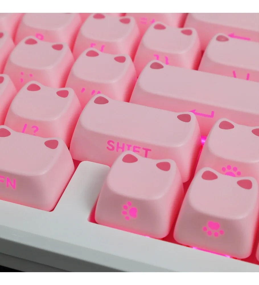Small light meow light transmission side engraved keyboard keycap luminous cat ears cute high value adaptation mechanical