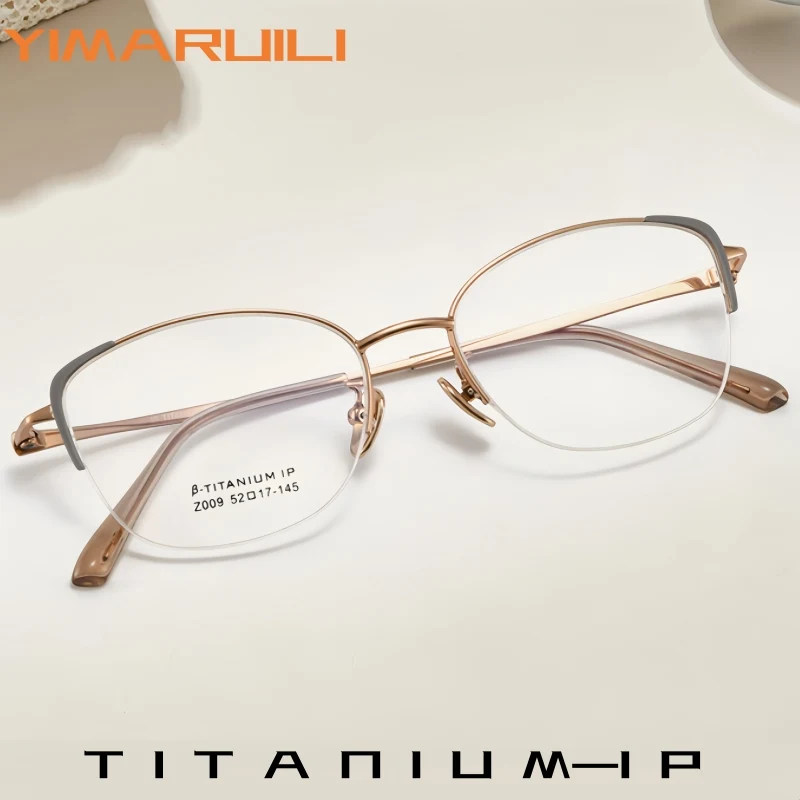 

YIMARUILI Fashion Cat Eye Women Half Frame Glasses Ultra Light High Quality Flexible Titanium Simple Elegant Eyeglasses Frame Z0