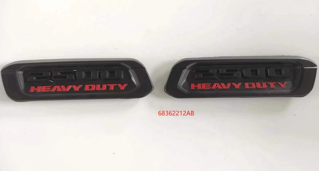 1PC Matte Black Red Fender Hood Emblem Nameplate For 19-24 Dodge Ram 2500 HEAVY DUTY 68362212AB 68362211AB