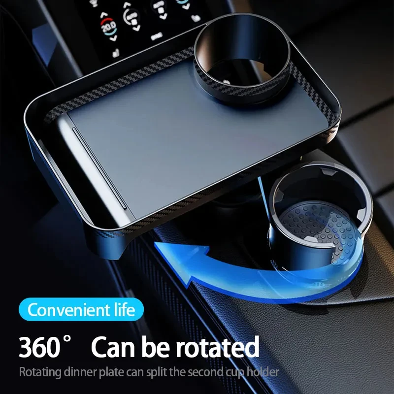 SEAMETAL Car Cup Holder Expander with Tray Anti Slip Adjustable Base Drink Holder Ultra Stable Premium Drink Holder Snacks Tray