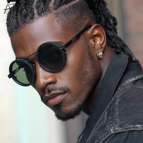 Gafas de sol polarizadas con regulación ajustable de velocidad ND9, gafas de sol redondas Punk con montura pequeña para hombre, gafas de pesca UV400