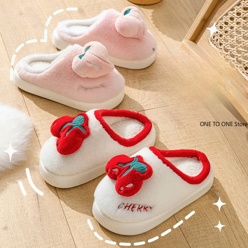 

Cute Fruit Women Slippers Winter Indoor Warm Soft Sole Breathable Comfort Anti-slip Bedroom Causal Flat Cotton Shoes Wholesale