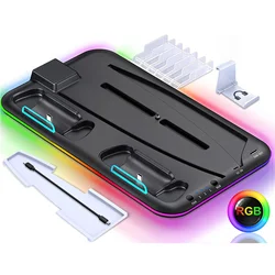 Multi-Functional Cooling&Charging Station for PS5 Digital/Disc with 3 Levels Auto Cooling Fan,6 Media Slot,Charging Dock for PS5