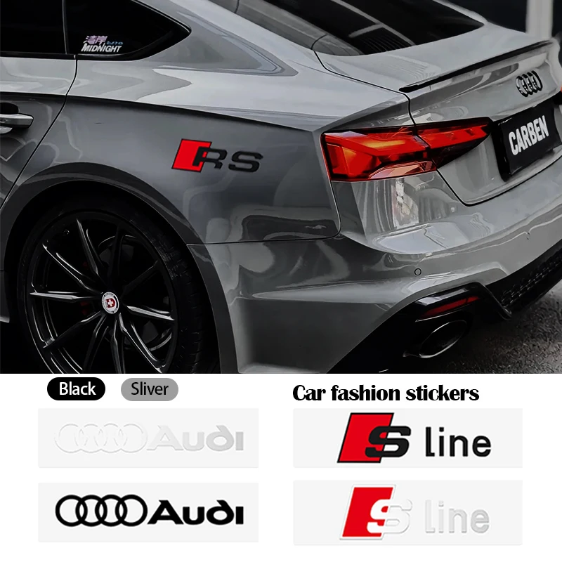 For Audi Sline quattro RS A4 B5 B6 A3 A5 A6 C6 C5 A1 A7 A8 Q2 Q3 Car Body Window Trunk Decoration Stickers Auto Accessories