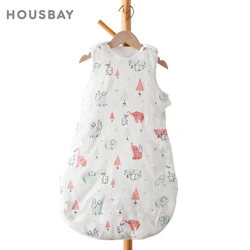 Baby Sleeping Bag Spring Thin Sleeveless Sleepsack Kids From 1 To 2 Years Sleepwear Cartoon Elephant Print Anti-Kick Blanket
