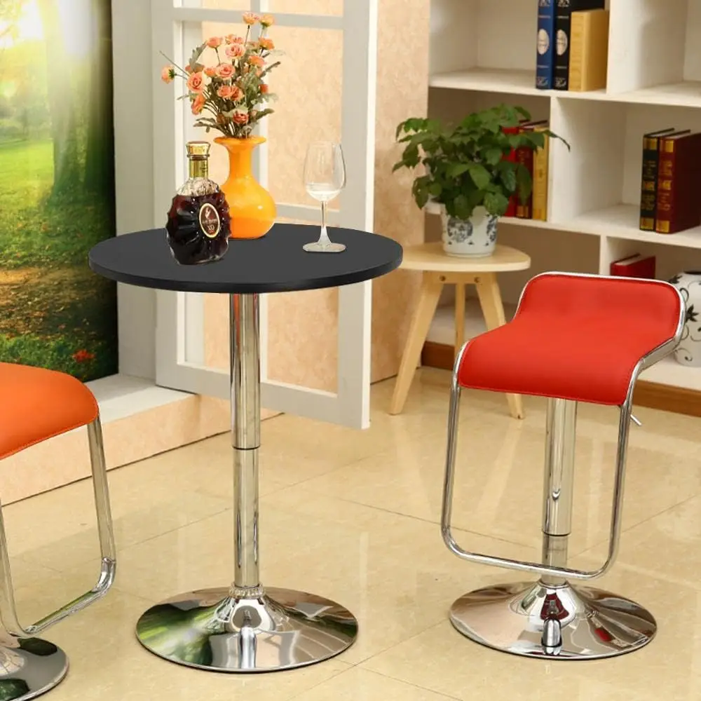 Adjustable Round Pub Table Counter Bar Height MDF Top Table 360° Swivel Bar Tables Tall Cocktail Tables Bistro Table