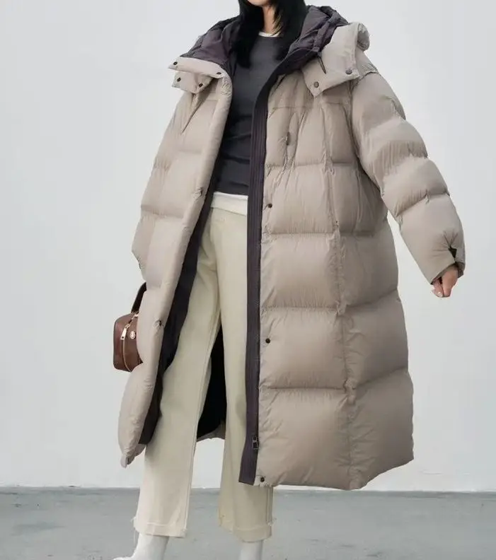 2025 Winter New Style Hooded Knee-Length Fashionable Warm Thick Cotton Coat