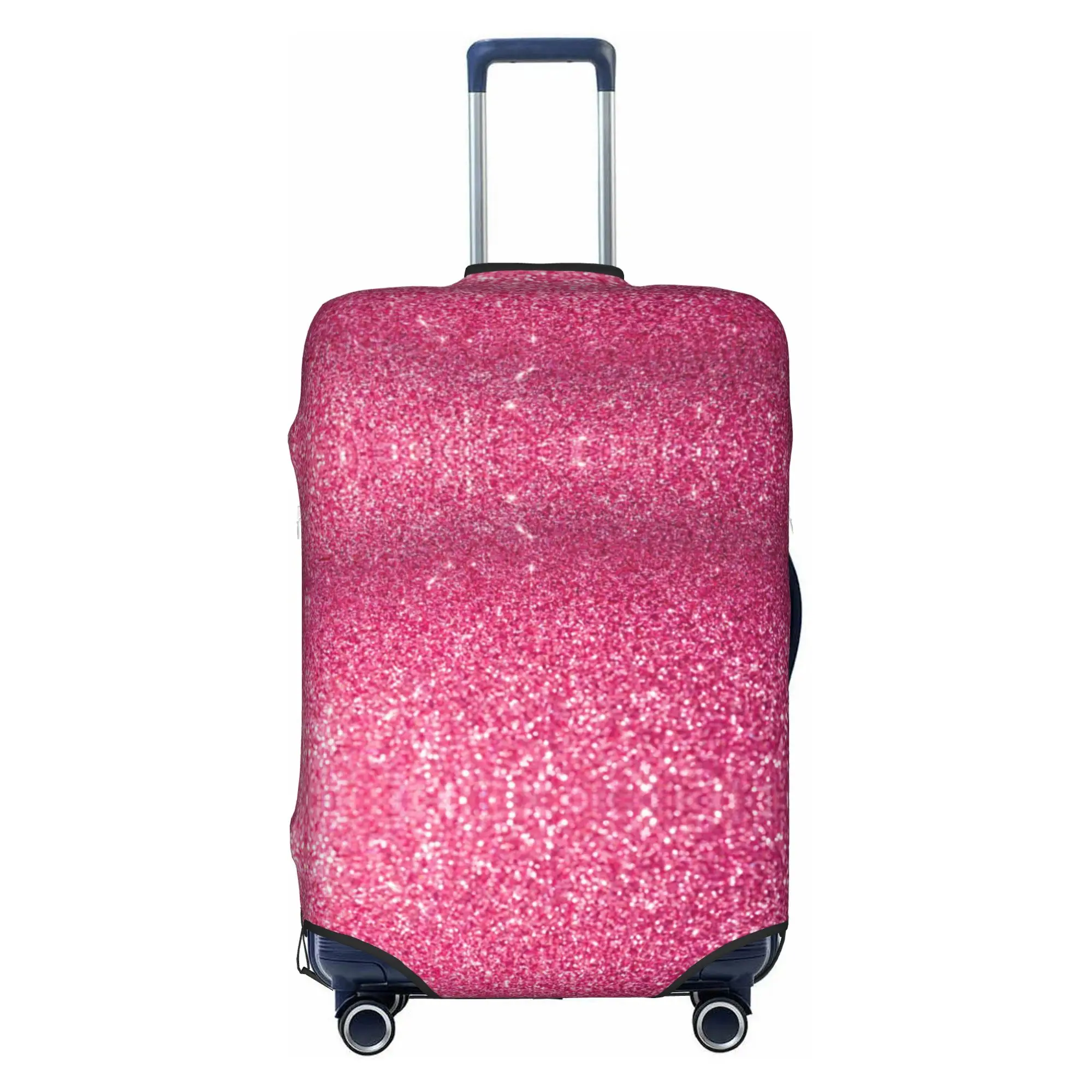 Silver Pink Glitter Sparkle Diamond Luggage Cover Cute Bling Crystal Rhinestone Suitcase Protector Covers Suit For 18-32 inch