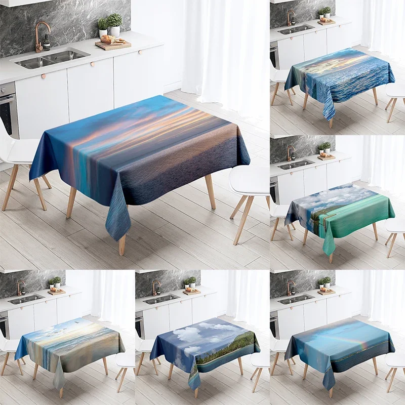 8 Landscape Tablecloth Natural World Scenery  Anti-Stain Waterproof Rectangular  Kitchen Table Home Decoration DN6-Z