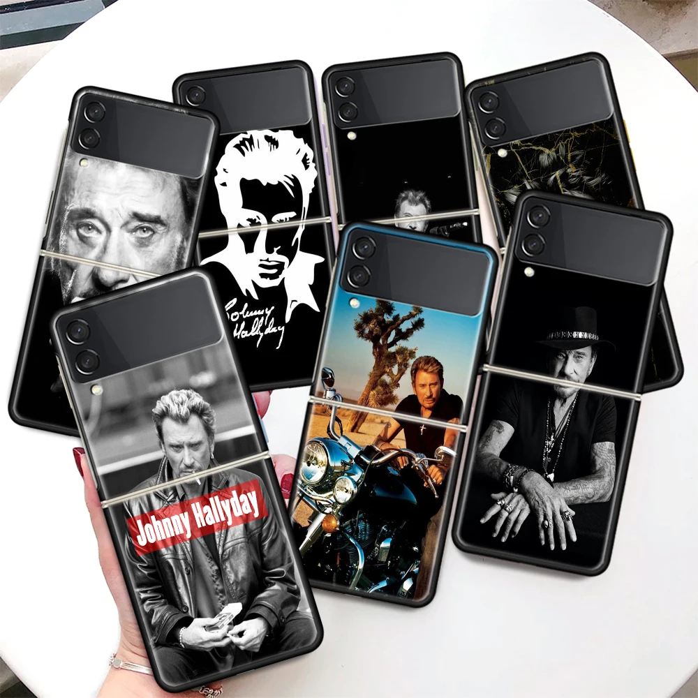 Johnny Hallyday Music Coque Phone Case For Samsung Galaxy Z Flip 6 5 4 3 5G Black Hard Cover ZFlip6 ZFlip5 ZFlip4 ZFlip3 Fundas 