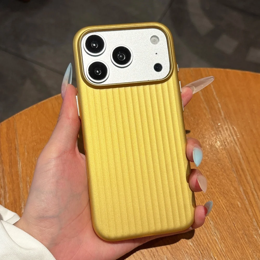 Luxe telefoonhoesje voor iPhone 18 17 Pro Max 16 15 14 Plus 13 12, slanke matte gestreepte textuur, gegolfd, schokbestendig hoesje