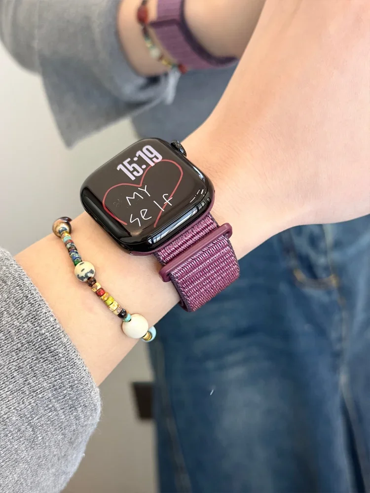 Nylon Loop Strap for Apple Watch 12 Band 46mm 40mm 44mm 45mm 42mm 41mm breathable Bracelet for IWatch 49mm 11/10/9/8/7/6/SE/5/4