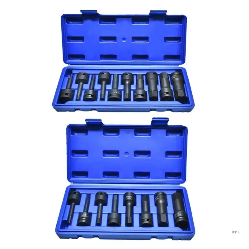 

Extended Pneumatics Hexagonal Socket Set for Air Impact Wrenches, Alloy Steel, Corrosion Resistant