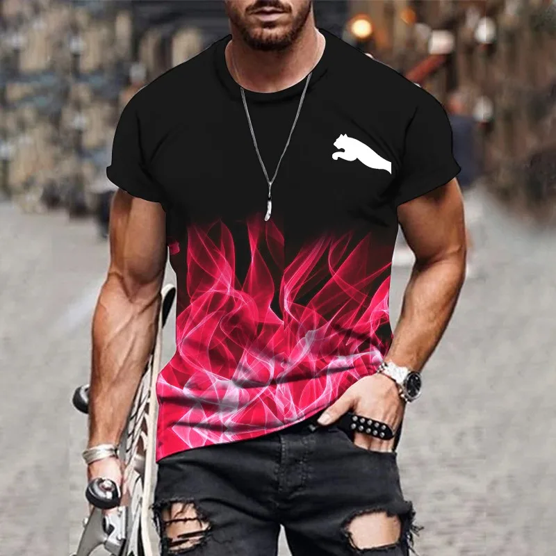 2024 Men's T-shirt gradient design printed casual short sleeved T-shirt outdoor street fashion men shirt plus size clothing ﻿ image 4