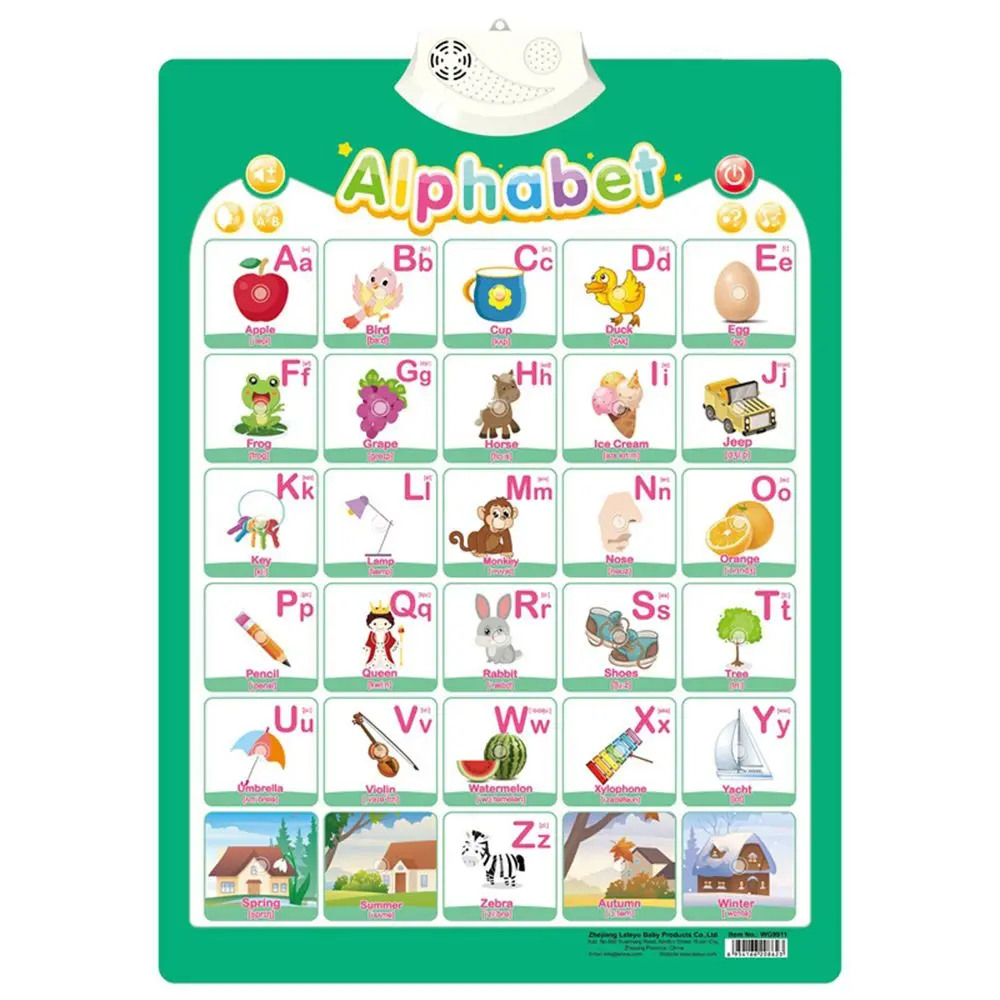 ABC Numbers Animal Talking Poster Wall Chart Electronic Interactive Alphabet Preschool Learning Toys Learning Poster