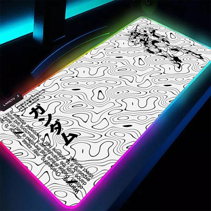 

LED RGB Mouse Pad Rubber Mousepad Computer Gaming Accessories Mechanical Warrior Gundam Keyboard Pad Decoracion Desk Mouse Mat
