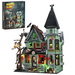 BuildMoc Halloween Nightmare House Building Blocks Set Pumpkin Ghost Skeleton Hut Bricks Toys Children Christmas Birthday Gifts