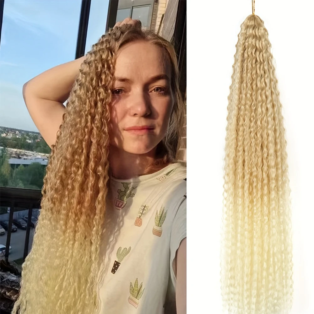 Synthetic Brazilian Braids Afro Yaki Kinky Curly Crochet Braiding Hair Extension for women 28inch long Ombre Wave wigs Extension