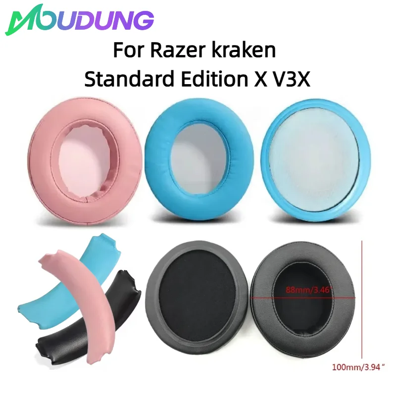 

Ear Pads For Razer kraken Standard Edition X V3X Headphones Replacement Soft Foam Cushion Sponge Pad Leather Earmuffs
