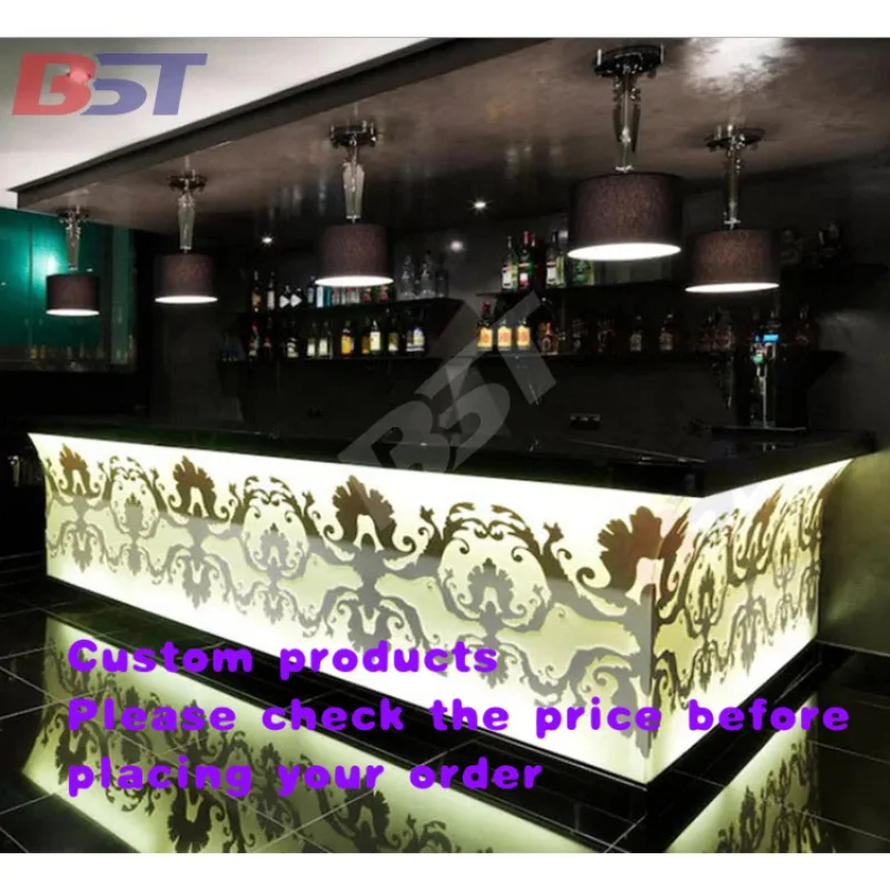 custom.Commercial Bar Restaurant Counter Custom Made Solid Surface Marble Lighting Pattern Modern Design Hotel Mall Gym 10-Y