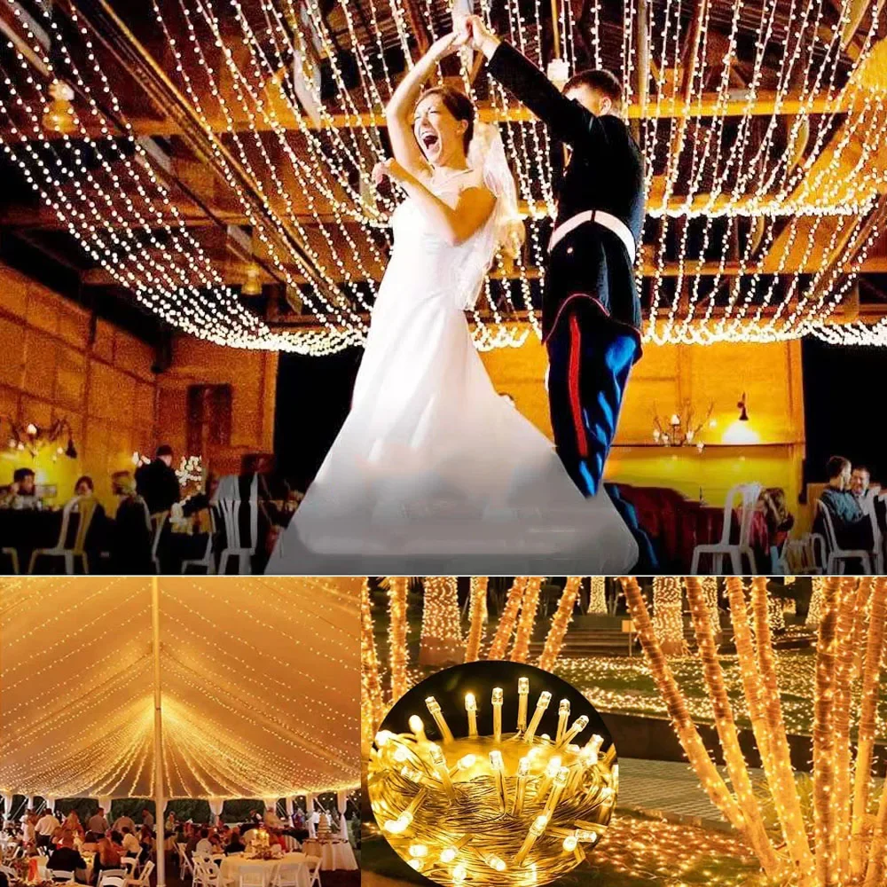 Luzes de fadas 5m-100m led string guirlanda luz de natal à prova dwaterproof água para árvore casa jardim festa de casamento ao ar livre decoração interior