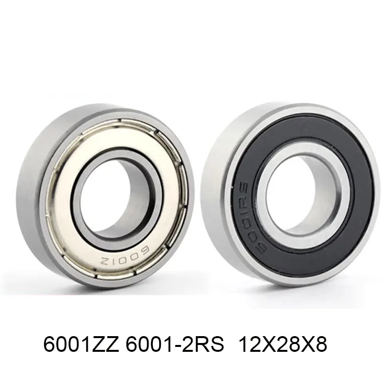 Free Shipping 10/20/50Pcs 6001-2RS 6001-2Z Bearing ABEC-5 12x28x8mm Sealed Deep Groove Ball 6001 2RS Ball Bearings 180101 RS