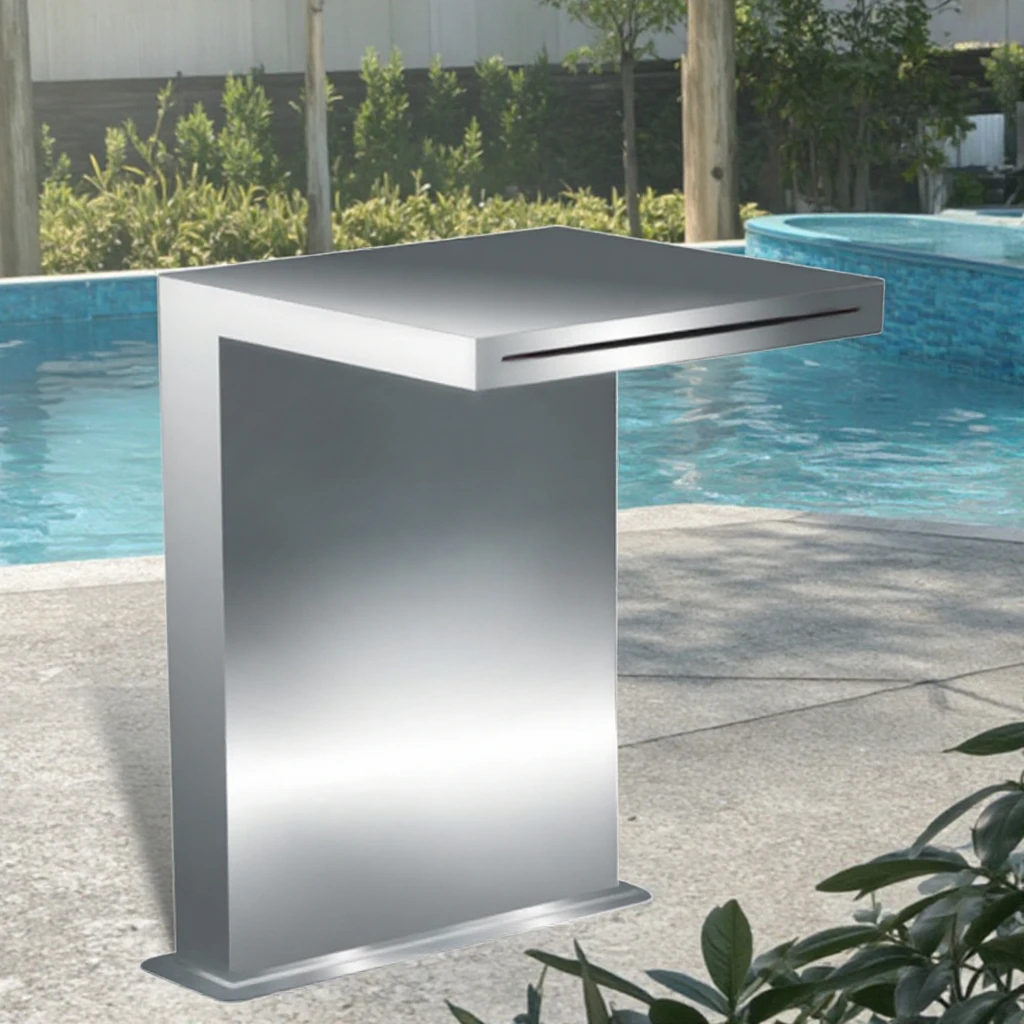 Fuente de piscina Spa, piscina de acero inoxidable, cabeza de león, fuente de cascada de pared de piedra de colores