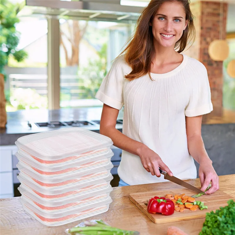 

ABBN-6 шт., хранитель для бекона, контейнер для экономии мяса с крышками, герметичный контейнер для холодной резки сыра, ящик для хранения в холодильнике