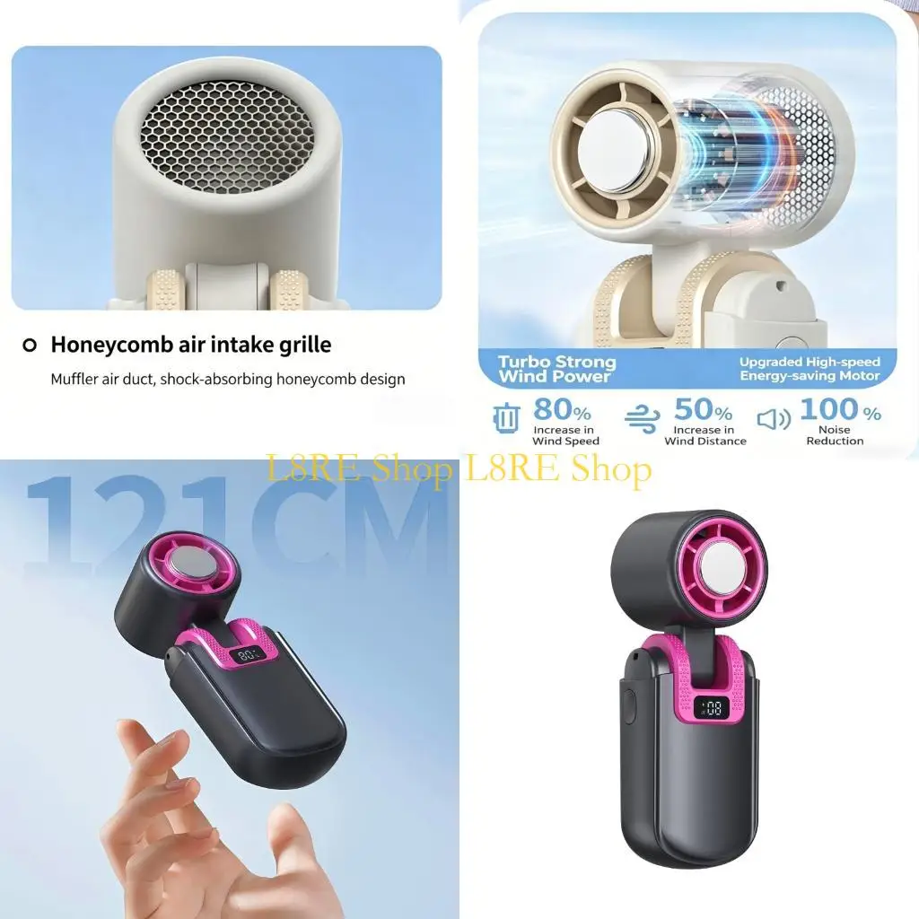 

L8RE Neck Desk Handheld Fan with USB Charging Strong Wind Cooling Fan Outdoor Cooling Device for Indoor and Outdoor Use