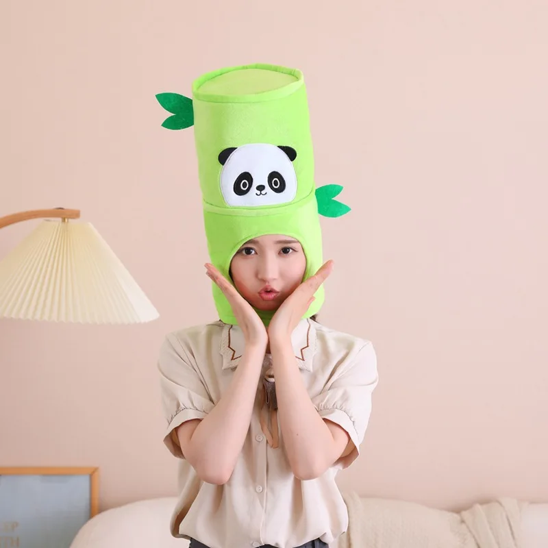 Bamboo Shape Headgear Hats Photo Shoots Props Cartoon Plush Bamboo Headgear