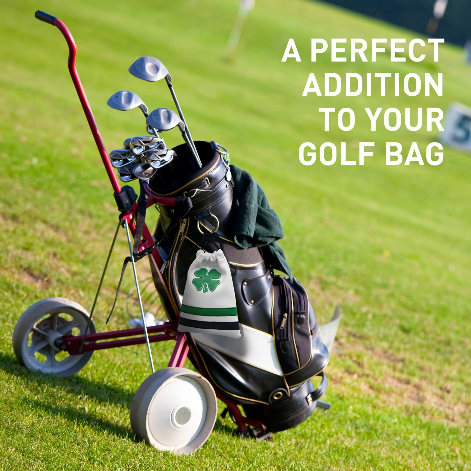 Golf Bag Accessories Valuables Synthetic Leather Tee Pouch Bags with Drawstrings White Gifts