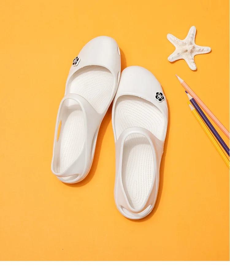 Damen EVA Yoga-Schuhe Einfarbige Geschlossene Zehensandalen Sommer Leichte Rutschfeste Damen-Flachschuhe Lässige Gehschuhe – Detail 15