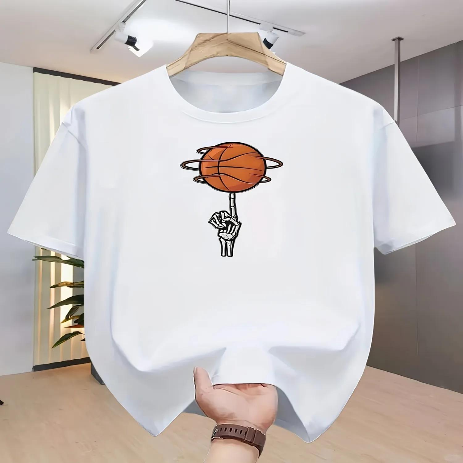 Men's Casual Sport T-Shirt, Niche Design Print, Short Sleeve Crew Neck, Machine Washable, Regular Fit, Moisture-Wicking Fabric, for Daily Wear, Outdoor Casual Cotton Tee, Gift For Him