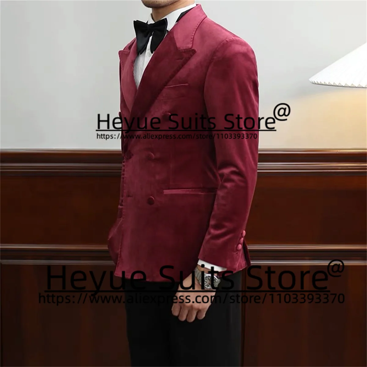 Handsome Double-breasted Elegant Suits For Men High-end Peak Lapel Groom Tuxedos 2 Pieces Sets Casual Male Blazer Costume Homme