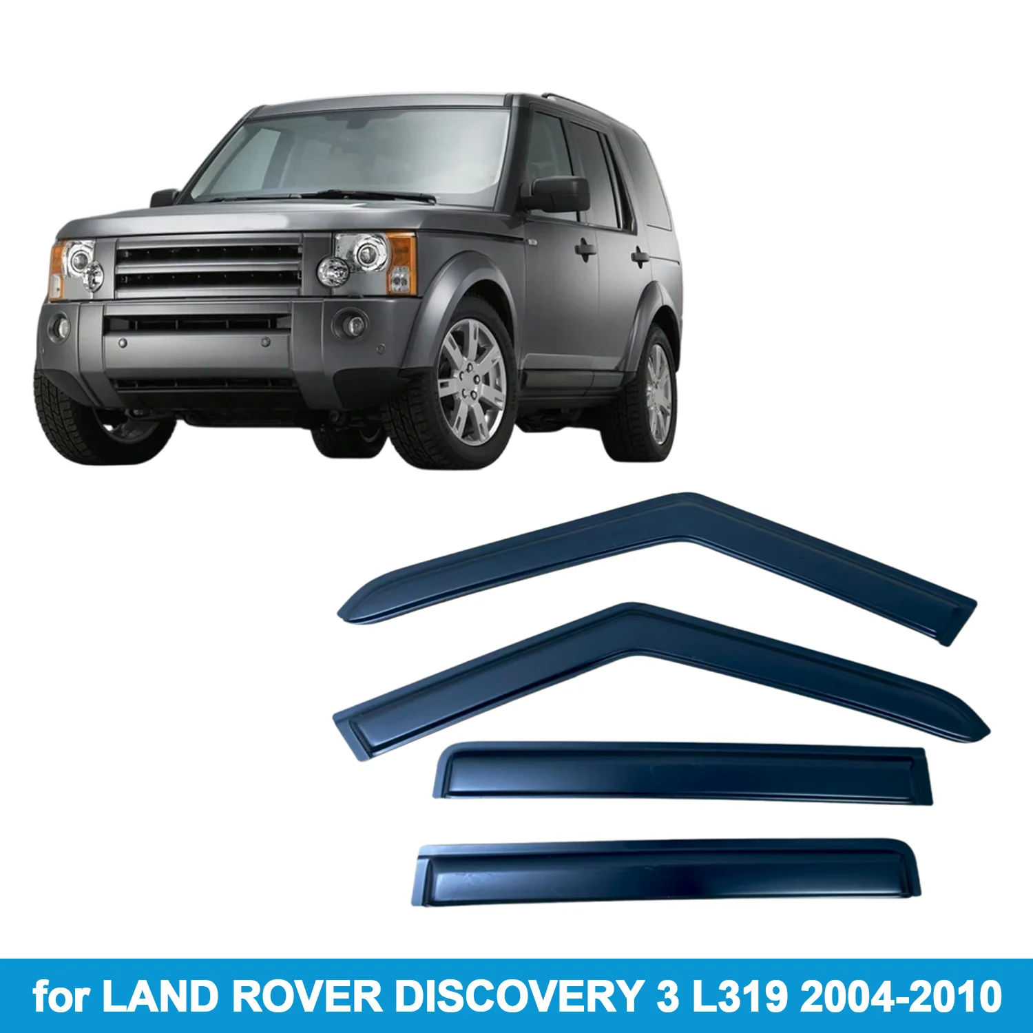

Window Visor for LAND ROVER DISCOVERY 3 L319 2004-2010 Rain Guard Side Vent Deflector Weathershield Outside-Mount Tape On