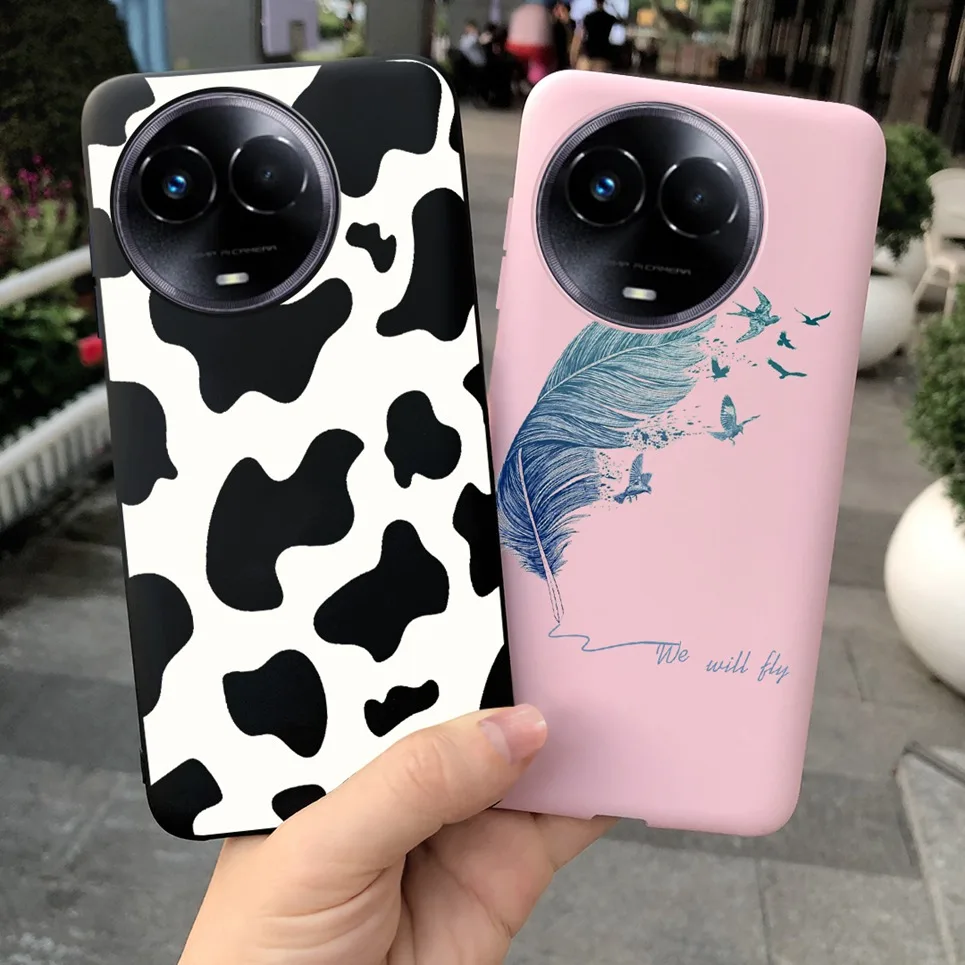 Soft TPU Matte Cover For Realme C67 5G Realme V50s V50 RMX3781 RMX3783 Back Case Jelly Women Fashion Flower Girly Pattern Etui