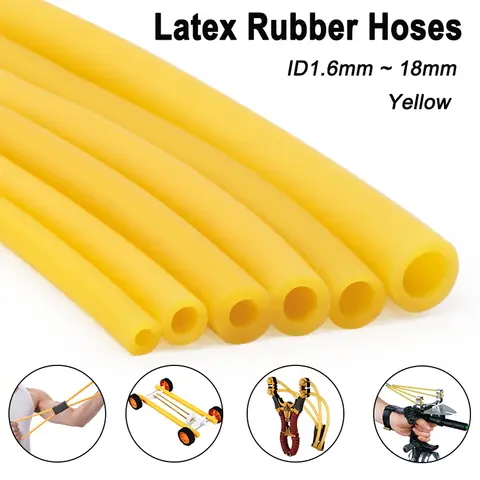 2/5/10m Latex Rubber Hoses Yellow ID 1.6mm~18mm High Resilient Go Fishing Tube Elastic Fitness Band for Slingshot Catapult