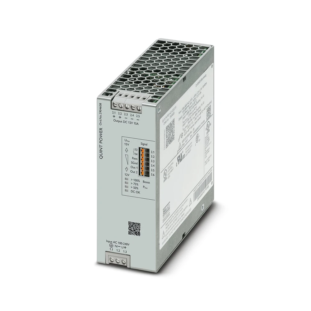 2904608 QUINT4-PS/1AC/12DC/15 QUINT POWER 12VDC/15A For Phoenix Switching Power Supply